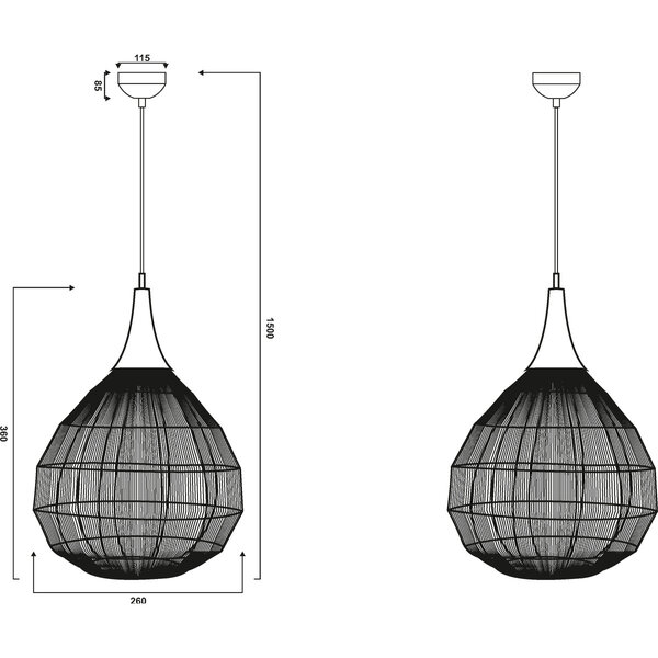 HLW LED Zwarte Metalen LED Hanglamp Trion Sorana - Rond, E27, Verstelbaar HLW LED Zwarte Metalen LED Hanglamp Trion Sorana - Rond, E27, Verstelbaar