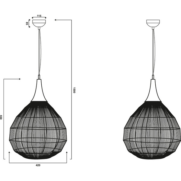 HLW LED Metalen LED Hanglamp Trion Sorana - Bronzen LED lamp met E27 fitting, 42cm, uniek draadraster HLW LED Metalen LED Hanglamp Trion Sorana - Bronzen LED lamp met E27 fitting, 42cm, uniek draadraster