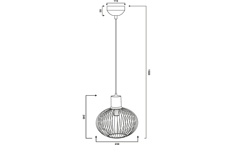 HLW LED Modern Metal LED Pendant Lamp - Black Trion Alia with E27 Fitting, Adjustable
