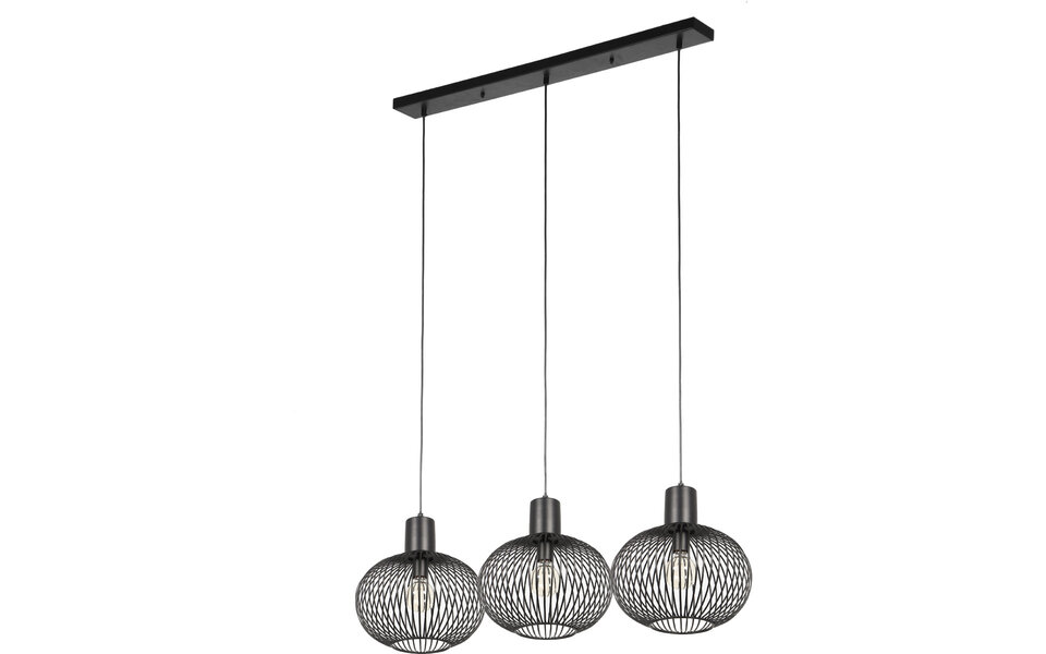 HLW LED Black Metal LED Pendant Lamp Trion Alia - 3-Light, E27 Fitting, Adjustable HLW LED Black Metal LED Pendant Lamp Trion Alia - 3-Light, E27 Fitting, Adjustable