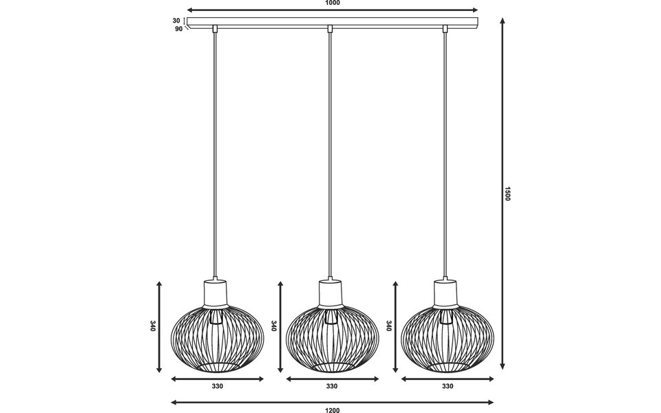 HLW LED Black Metal LED Pendant Lamp Trion Alia - 3-Light, E27 Fitting, Adjustable HLW LED Black Metal LED Pendant Lamp Trion Alia - 3-Light, E27 Fitting, Adjustable