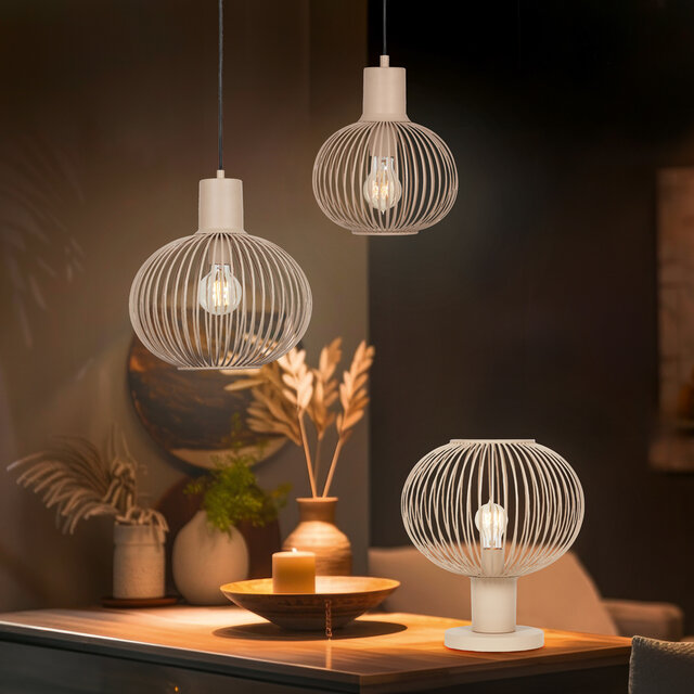 Moderne zandkleurige metalen LED hanglamp 33 cm met 10W vermogen en E27 fitting Moderne zandkleurige metalen LED hanglamp 33 cm met 10W vermogen en E27 fitting