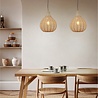 Ronde bruine LED hanglamp met jute lichtvenster en 10W vermogen in modern design