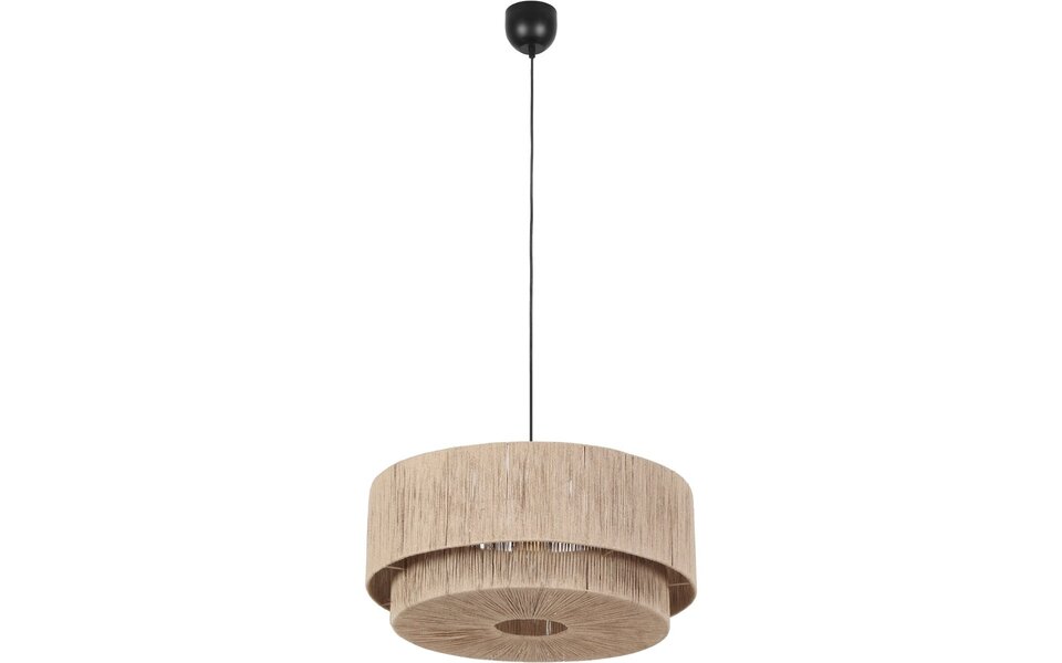HLW LED LED Hanglamp Trion Alisa - Rond, 60 cm, Bruin Jute, E27 Fitting, Stijlvolle LED Lamp