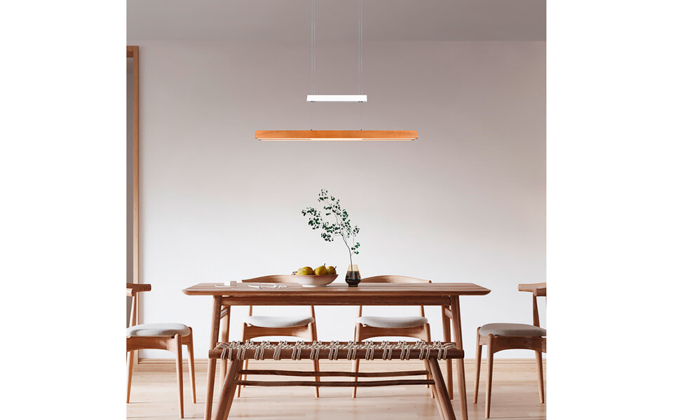 HLW LED 45W LED Pendant Lamp - Matt White, Metal LED Pendant Lamp Trion Trojan Up and Down