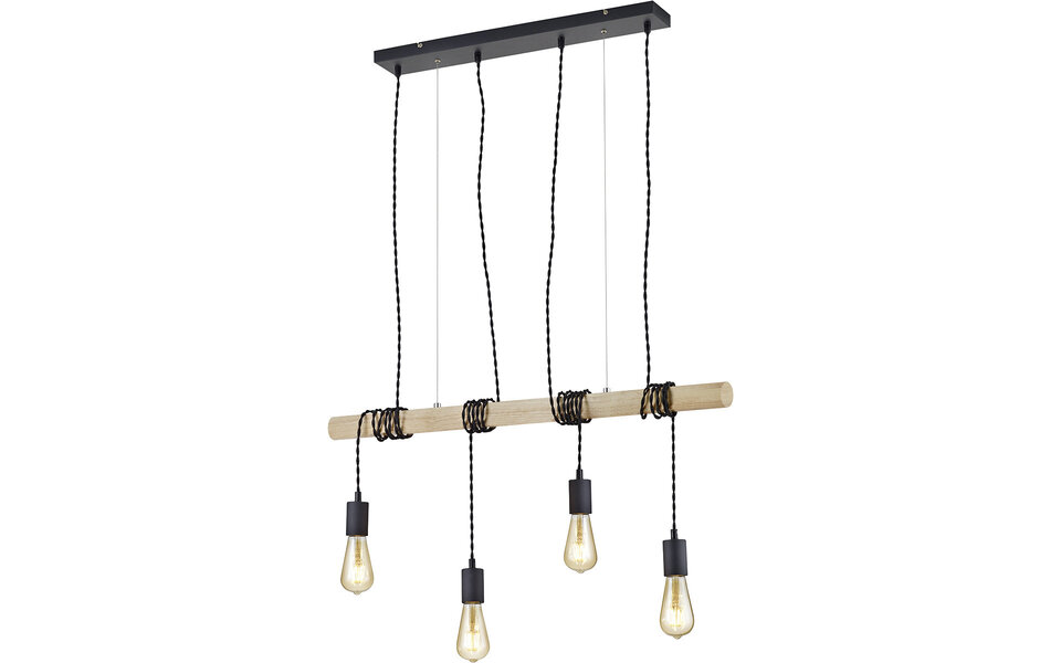 HLW LED LED Pendant Lamp Trion Brido - Round, Matte Black, 4-light LED lamp with E27 fitting