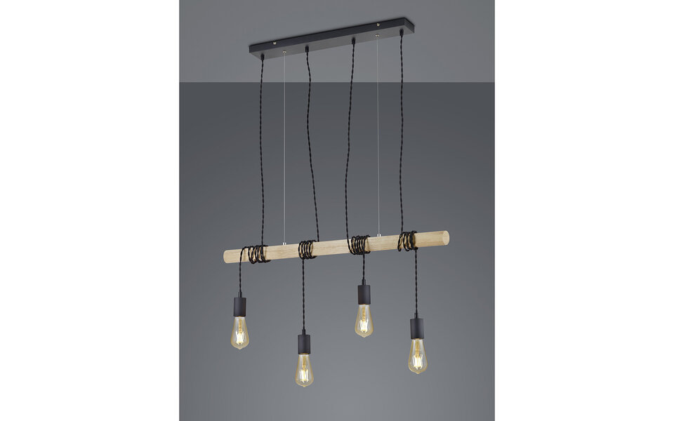 HLW LED LED Pendant Lamp Trion Brido - Round, Matte Black, 4-light LED lamp with E27 fitting