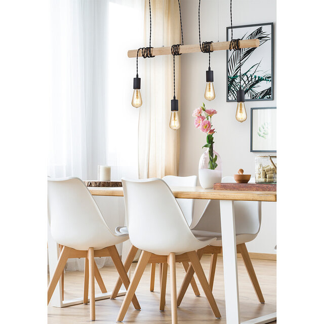 HLW LED LED Hanglamp Trion Brido - Rond, Mat Zwart, 4-lichts LED lamp met E27 Fitting