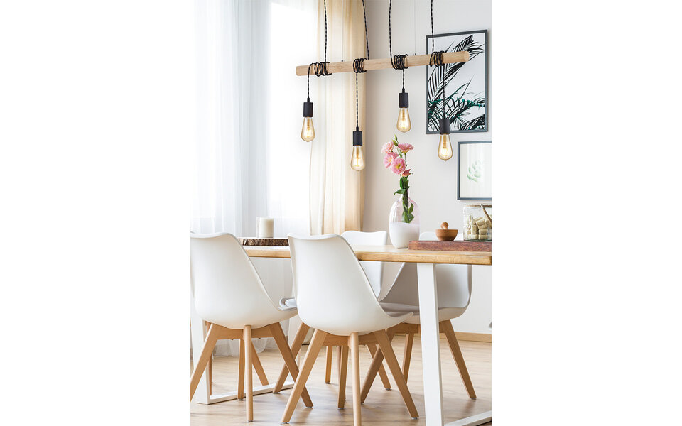 HLW LED LED Pendant Lamp Trion Brido - Round, Matte Black, 4-light LED lamp with E27 fitting