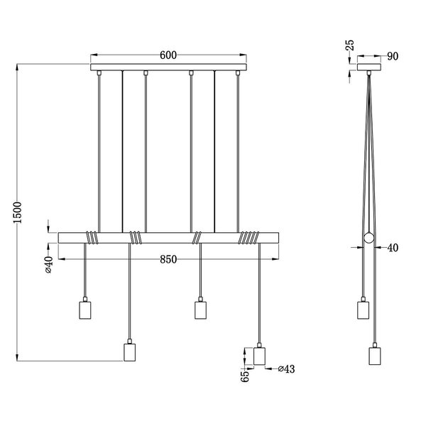HLW LED LED Hanglamp Trion Brido - Rond, Mat Zwart, 4-lichts LED lamp met E27 Fitting HLW LED LED Hanglamp Trion Brido - Rond, Mat Zwart, 4-lichts LED lamp met E27 Fitting