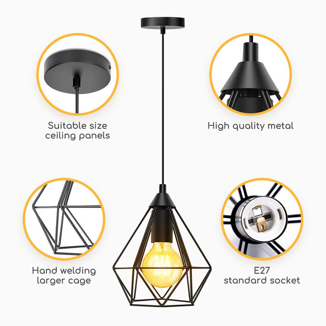 HLW LED LED Pendant Lamp Aigi Elsa - Classic Black LED Pendant Lamp with E27 Fitting