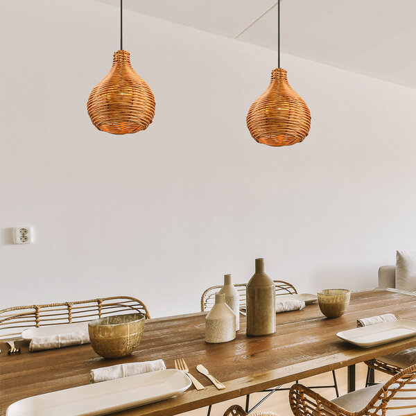 HLW LED LED Hanglamp Trion Trop - Rotan vlechtwerk, bruine armatuur, E14 fitting, 1-lichts HLW LED LED Hanglamp Trion Trop - Rotan vlechtwerk, bruine armatuur, E14 fitting, 1-lichts