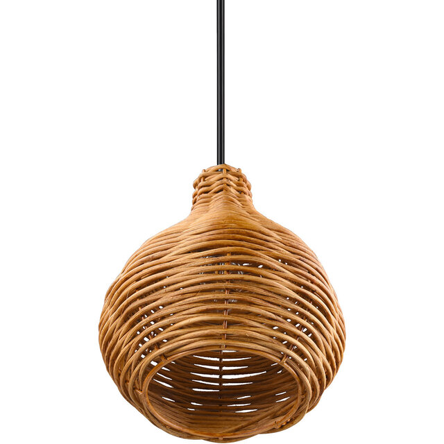 HLW LED LED Pendant Lamp Trion Trop - Rattan weave, brown fixture, E14 fitting, 1-light
