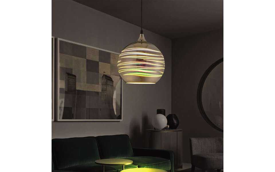 HLW LED LED Hanglamp met Glas 3D Rond - Chroom Afwerking, Verstelbaar, E27