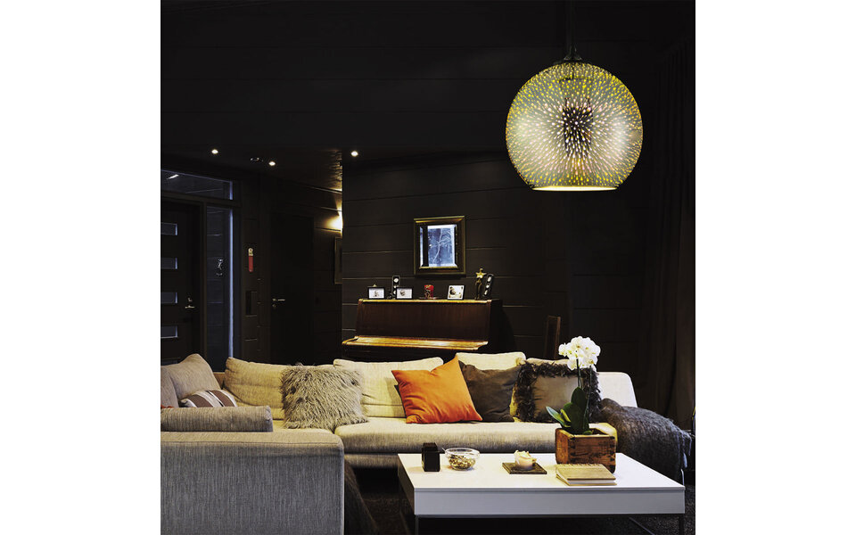 HLW LED LED Hanglamp 3D Quanta - Rond Chroom Glas, Verstelbare Hoogte, E27