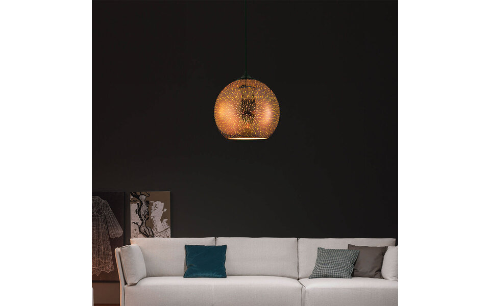 HLW LED LED Pendant Lamp with Glass - Quanta 3D Round Copper - Adjustable E27 HLW LED LED Pendant Lamp with Glass - Quanta 3D Round Copper - Adjustable E27