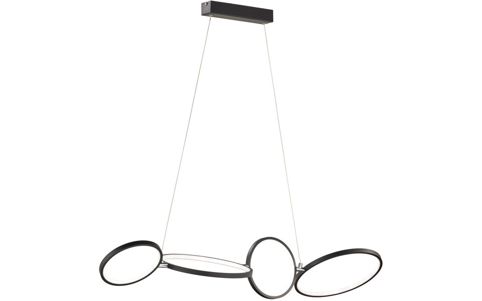 HLW LED LED Hanglamp 37W - Dimbare Mat Zwarte LED Hanglamp met Warm Wit Licht