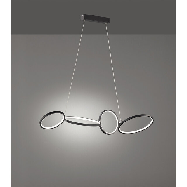 Ronde dimbare LED hanglamp 37W in mat zwart met warm wit licht en modern design