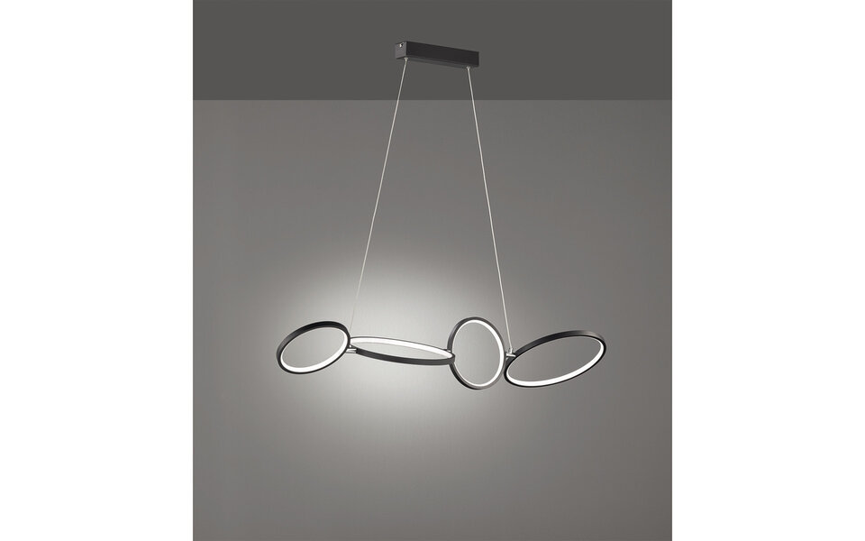 HLW LED LED Hanglamp 37W - Dimbare Mat Zwarte LED Hanglamp met Warm Wit Licht