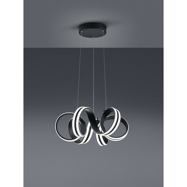 moderne mat zwarte LED hanglamp 38W met warm wit licht 3000K dimbaar