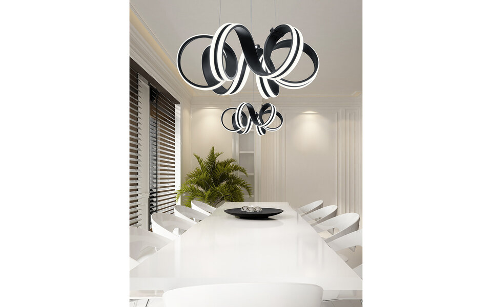 HLW LED Dimmable LED Pendant Lamp 38W - Matte Black Aluminum - Warm White 3000K - Round