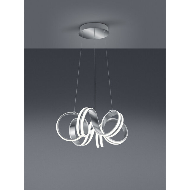 Moderne dimbare LED hanglamp 38W in matgrijs met warm wit licht 3000K