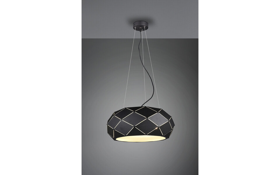 HLW LED Black LED Pendant Lamp Trion Zanda - 3-light E27 fitting, Matte Black Aluminum