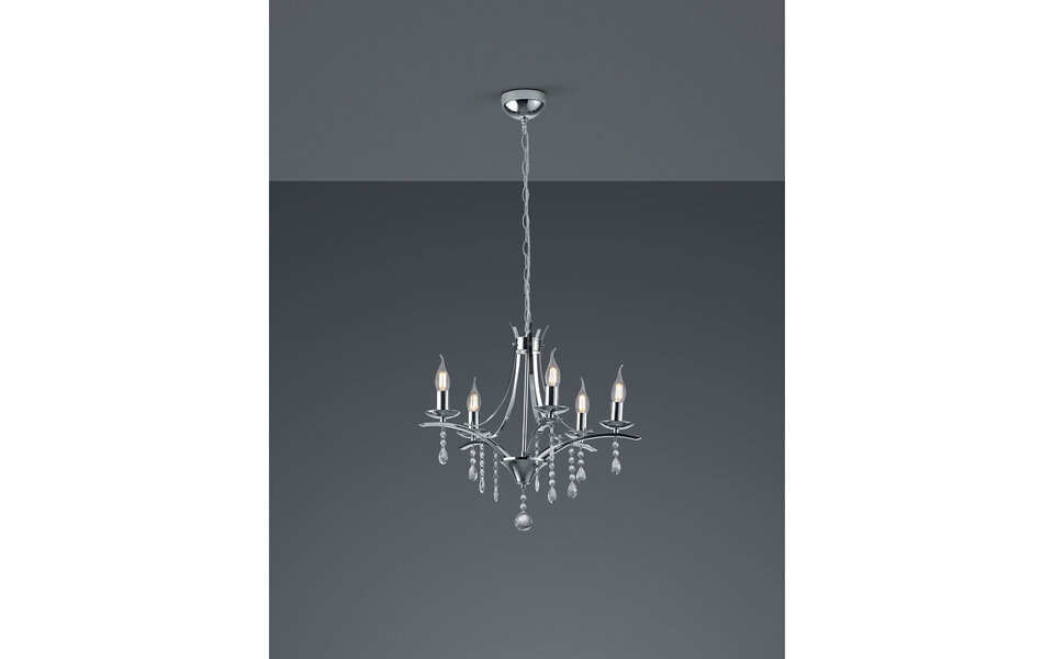 HLW LED LED Kroonluchter Trion Lacarno - 5-lichts Rond Mat Chroom Aluminium HLW LED LED Kroonluchter Trion Lacarno - 5-lichts Rond Mat Chroom Aluminium