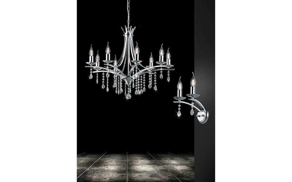 HLW LED LED Chandelier Trion Lacarno - 8x E14 Fitting - Round Matte Chrome HLW LED LED Chandelier Trion Lacarno - 8x E14 Fitting - Round Matte Chrome