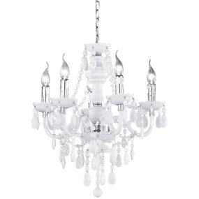 LED Kroonluchter Witte LED Hanglamp - 5-lichts, Mat Wit LED Kroonluchter Witte LED Hanglamp - 5-lichts, Mat Wit