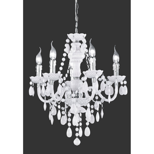 Moderne mat witte LED kroonluchter met 5 lichtpunten en 40W vermogen