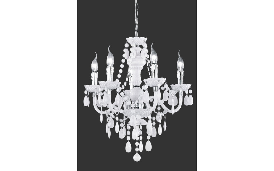 HLW LED LED Kroonluchter - Witte LED Hanglamp met 5 lichtpunten en E14 fitting, Mat Wit