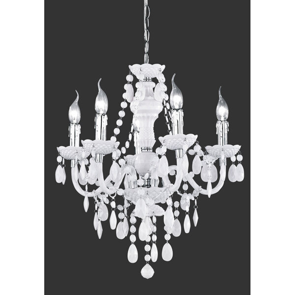 HLW LED LED Kroonluchter - Witte LED Hanglamp met 5 lichtpunten en E14 fitting, Mat Wit HLW LED LED Kroonluchter - Witte LED Hanglamp met 5 lichtpunten en E14 fitting, Mat Wit