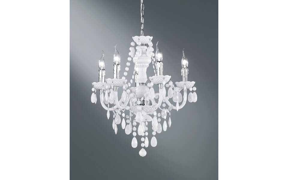 HLW LED LED Kroonluchter - Witte LED Hanglamp met 5 lichtpunten en E14 fitting, Mat Wit