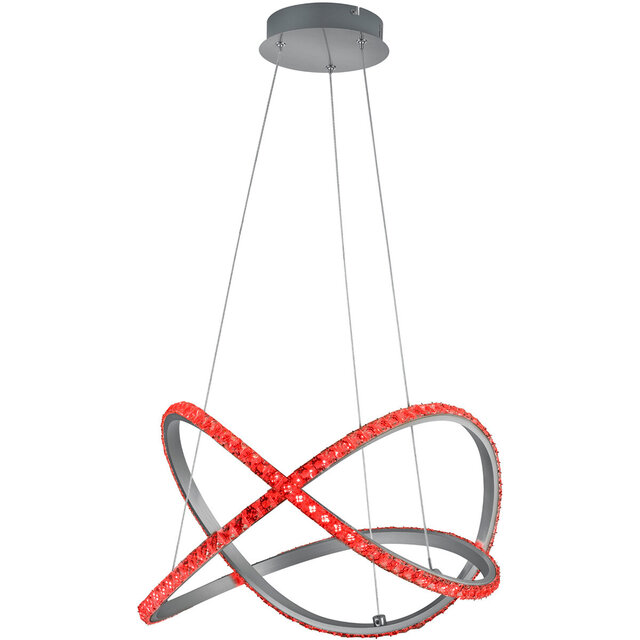 Moderne matgrijze LED hanglamp 26W dimbaar met RGBW kleuren en warm wit licht