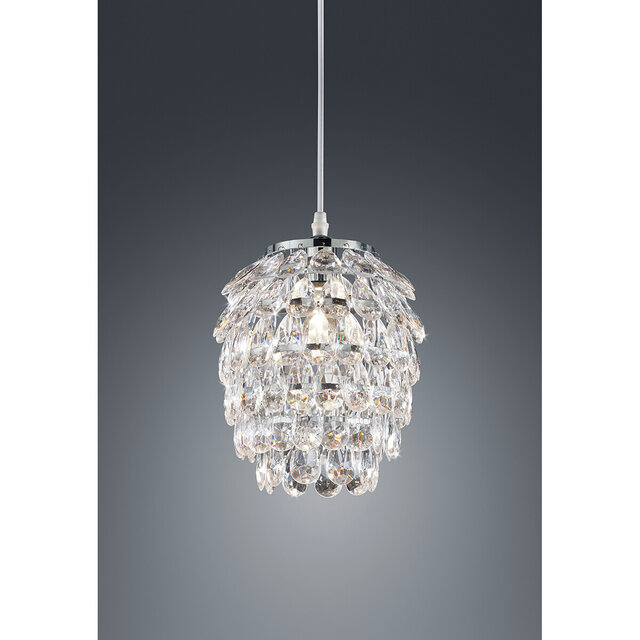moderne LED hanglamp in mat chroom met E14 fitting en 40W vermogen