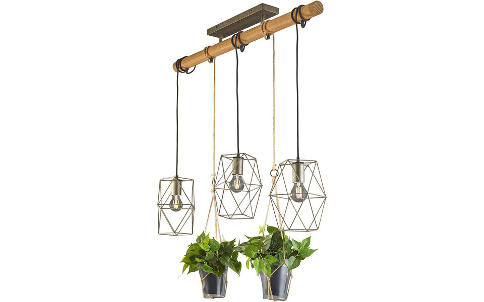 HLW LED LED Pendant Lamp Trion Plantan - 3-light E27 Fitting in Antique Nickel HLW LED LED Pendant Lamp Trion Plantan - 3-light E27 Fitting in Antique Nickel