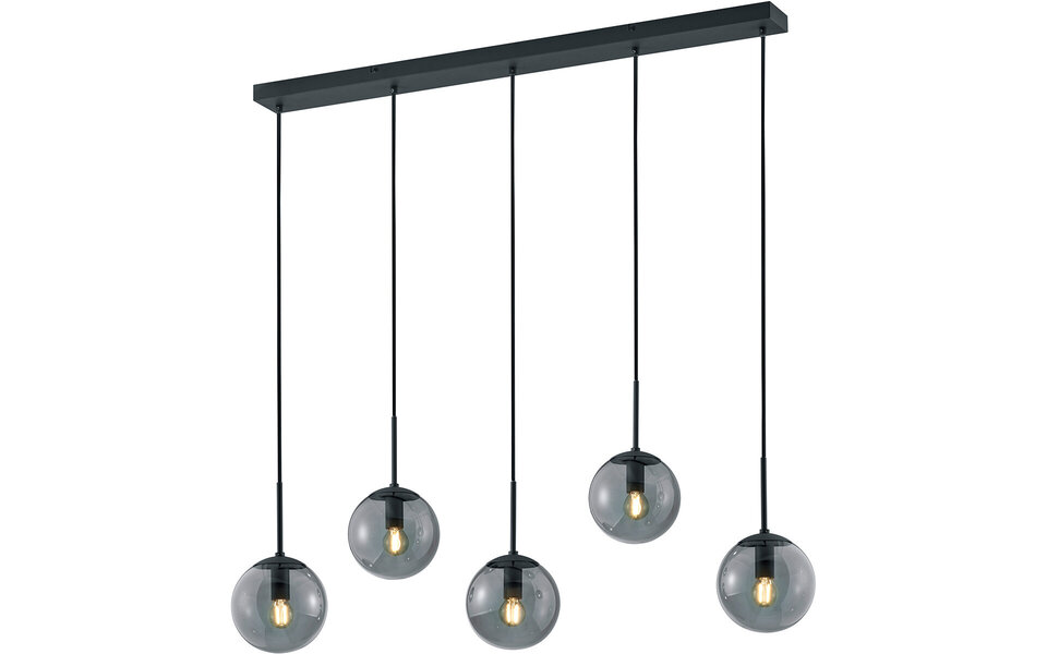 HLW LED Modern LED Pendant Lamp Trion Balina - 5-light, Matte Anthracite & Smoke Glass