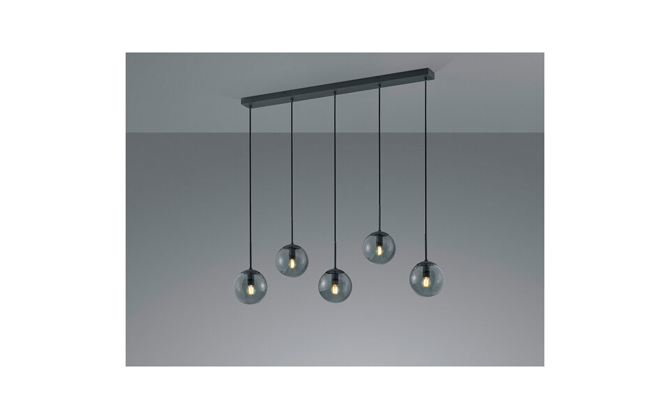 HLW LED Modern LED Pendant Lamp Trion Balina - 5-light, Matte Anthracite & Smoke Glass