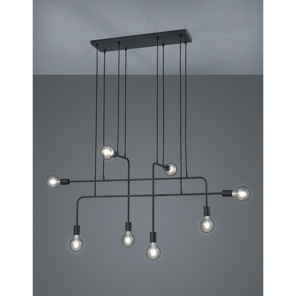 HLW LED LED Hanglamp Trion Conar - Mat Zwarte LED Hanglamp met 8x E27 Lampenfitting HLW LED LED Hanglamp Trion Conar - Mat Zwarte LED Hanglamp met 8x E27 Lampenfitting