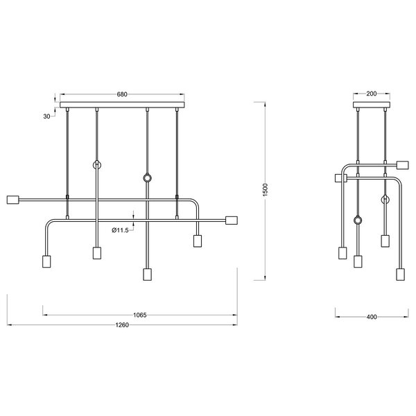 HLW LED LED Hanglamp Trion Conar - Mat Zwarte LED Hanglamp met 8x E27 Lampenfitting HLW LED LED Hanglamp Trion Conar - Mat Zwarte LED Hanglamp met 8x E27 Lampenfitting