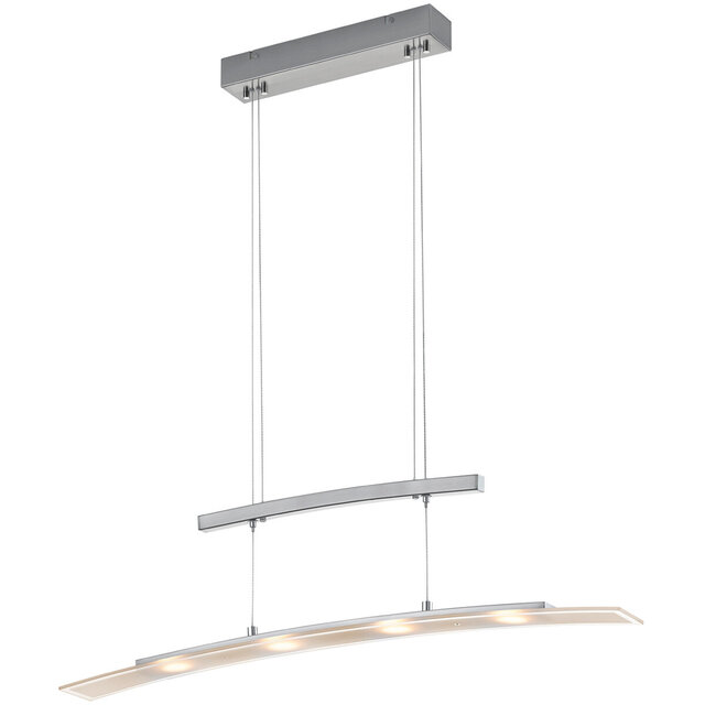 moderne nikkelkleurige LED hanglamp met 16W vermogen en dimbare, aanpasbare kleur