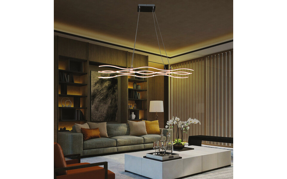 HLW LED LED Pendant Lamp 45W - White LED Lamp with Neutral White Light (4000K) in Matte Chrome