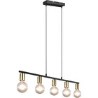 HLW LED Zwarte & Gouden LED Hanglamp Trion Zuncka - 5-lichts E27, Rechthoek
