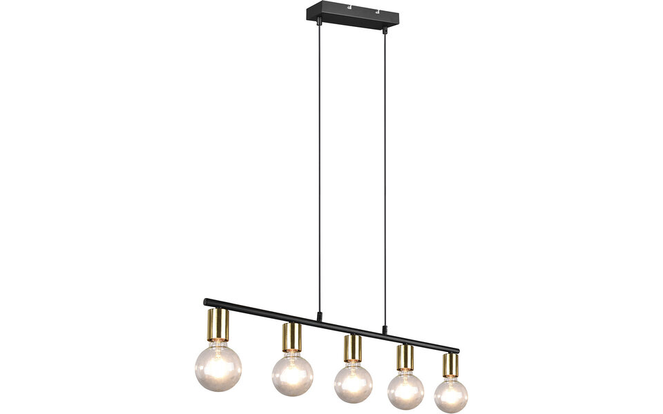 HLW LED Black & Gold LED Pendant Lamp Trion Zuncka - 5-light E27, Rectangular