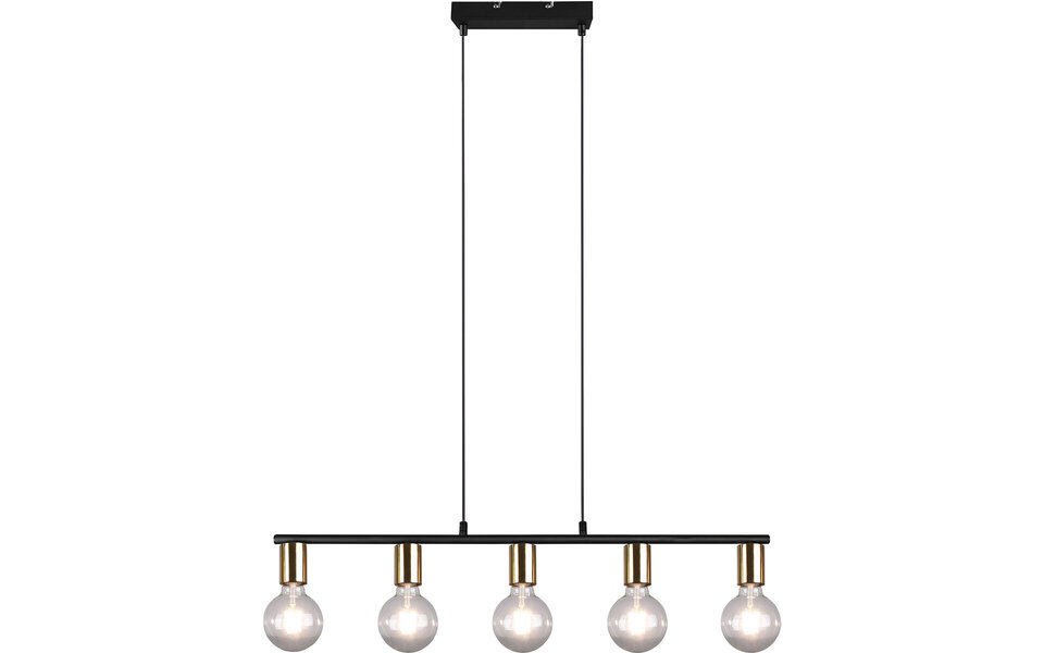 HLW LED Black & Gold LED Pendant Lamp Trion Zuncka - 5-light E27, Rectangular