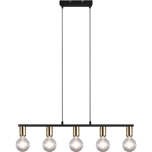 HLW LED Zwarte & Gouden LED Hanglamp Trion Zuncka - 5-lichts E27, Rechthoek HLW LED Zwarte & Gouden LED Hanglamp Trion Zuncka - 5-lichts E27, Rechthoek