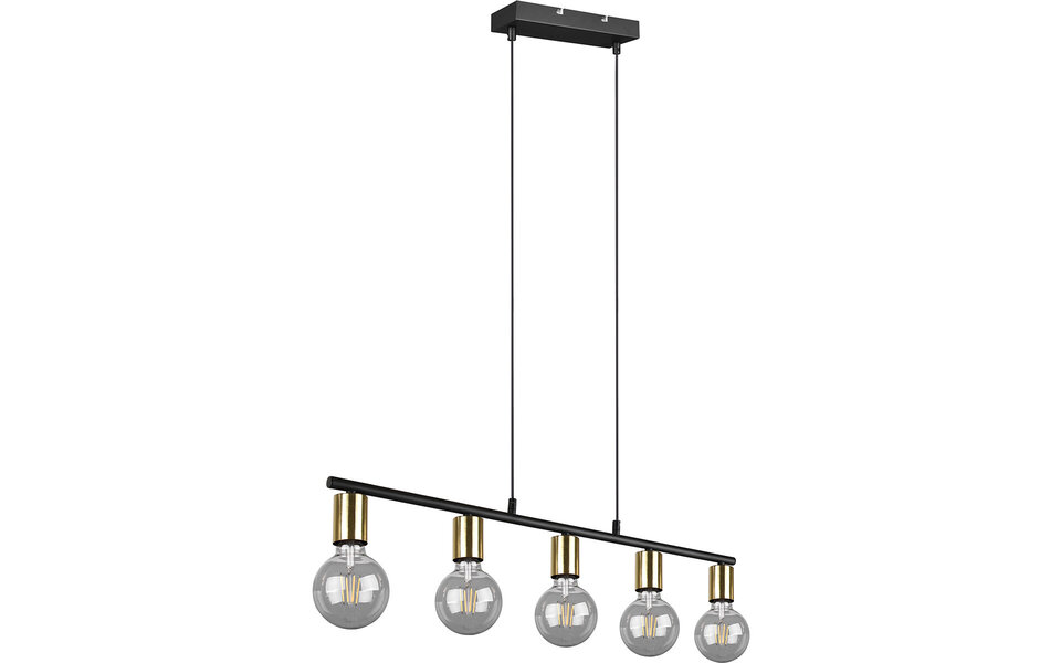 HLW LED Black & Gold LED Pendant Lamp Trion Zuncka - 5-light E27, Rectangular