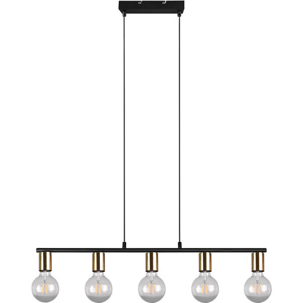 HLW LED Zwarte & Gouden LED Hanglamp Trion Zuncka - 5-lichts E27, Rechthoek HLW LED Zwarte & Gouden LED Hanglamp Trion Zuncka - 5-lichts E27, Rechthoek