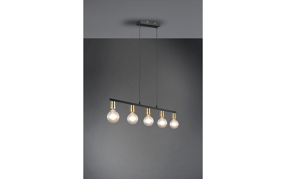 HLW LED Zwarte & Gouden LED Hanglamp Trion Zuncka - 5-lichts E27, Rechthoek